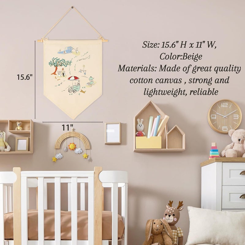Sioial Nursery Bedroom Above Crib Playroom Door Wall Decor Gift for Kid Girl Boy Teen Toddler-Baby,Shower Birthday-Vintage Canvas Banner Pennant Prints Poster Flag Wall Art Decor-Garden Theme - Image 4